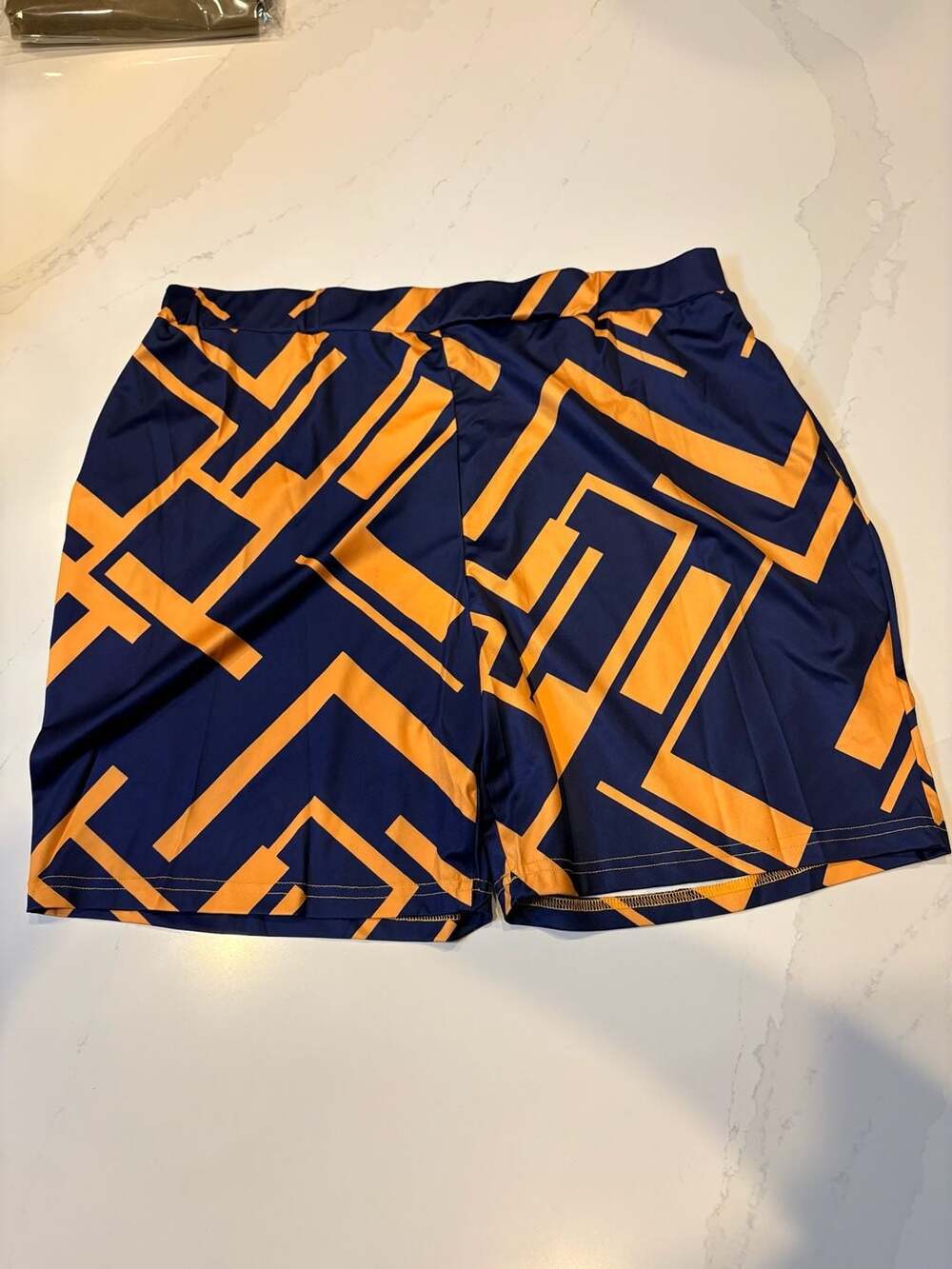 Geometric Print Shorts Size 2XL Blue Orange (84)